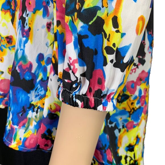 Lovers and Friends Womens Blouse Top Shirt Bright Colorful Hi Low Silky Small - Picture 9 of 13